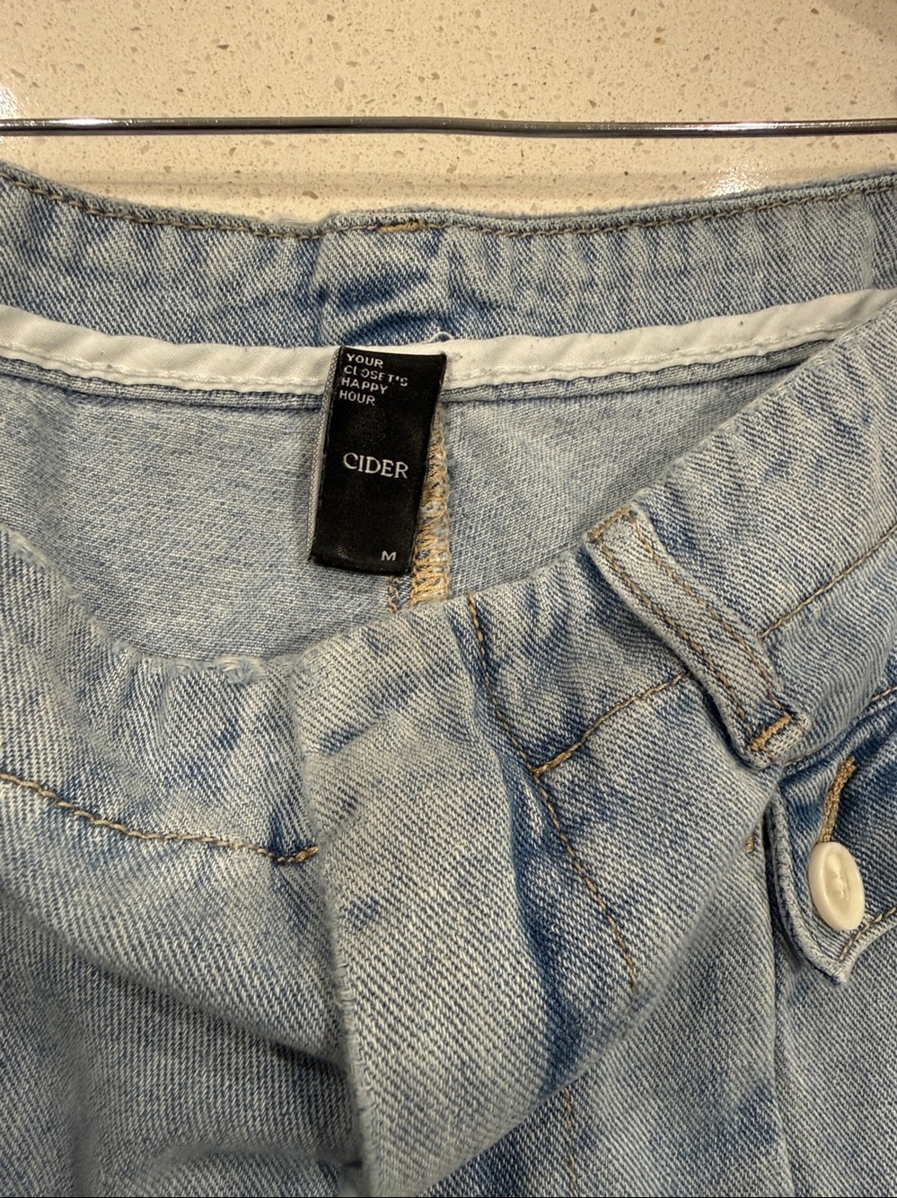 Cider Light Blue High-Rise Balloon Jeans with Buttoned Front Pockets - Picture 6 of 12